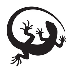 Black isolated silhouette of lizard