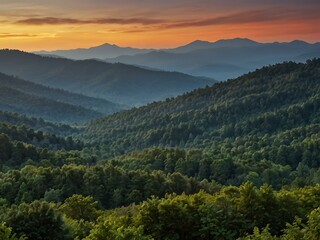 Fototapeta premium Smoky Mountains sunrise landscape.