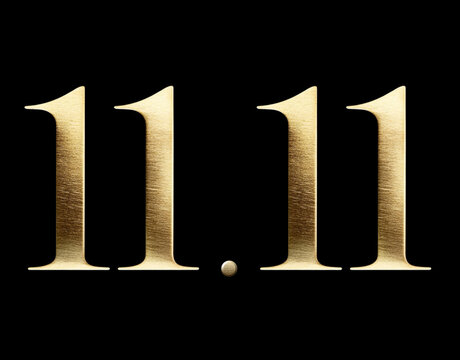 1111 letters on black background. Gold Illustration for Shopping Day. 3d Design for online sales
