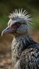 The southern screamer bird, Chauna torquata, a member of the waterfowl family Anhimidae.