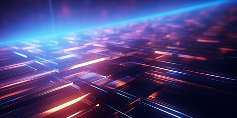 Abstract blue geometric city background with colorful vector shapes and modern digital design for technology and business themes