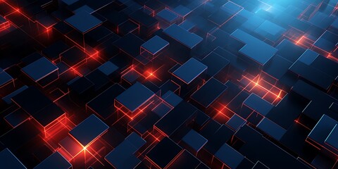 Abstract blue geometric city background with colorful vector shapes and modern digital design for technology and business themes