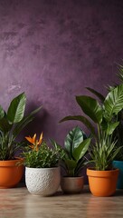 Fototapeta premium Vibrant studio background with plants.