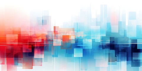 Abstract blue geometric city background with colorful vector shapes and modern digital design for technology and business themes