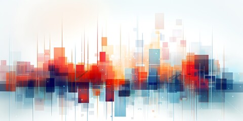 Abstract blue geometric city background with colorful vector shapes and modern digital design for technology and business themes