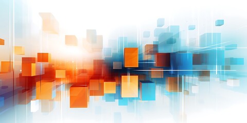 Abstract blue geometric city background with colorful vector shapes and modern digital design for technology and business themes