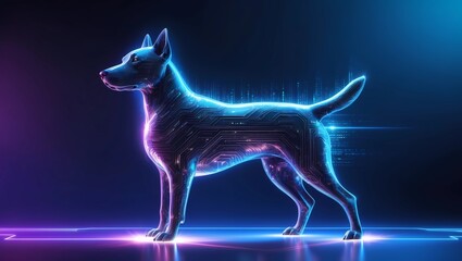 Fototapeta premium Ultra-High Resolution Digital Dog Design Featuring Electric Blues and Purples