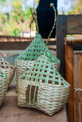 Obraz premium Handmade wicker basket on a table