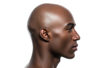 Close Up Profile Portrait of a Bald Black Man