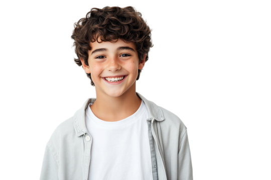 Smiling Boy Portrait: A Young Teenager's Joyful Expression - Powered by Adobe