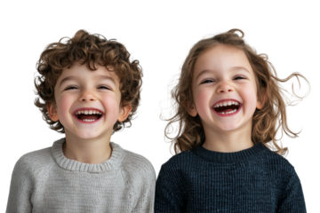 Smiling Kids Portrait: Joyful Siblings Having Fun Together
