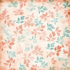 A beautiful floral pattern featuring soft pastel leaves in light blue and coral shades, perfect for elegant designs.