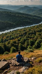 A panoramic view from the mountaintop.