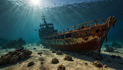 Fototapeta premium Abandoned shipwreck in the Red Sea