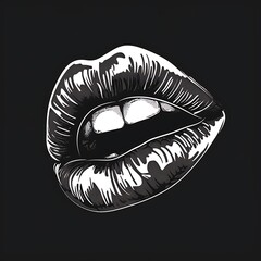 Red lips illustration on white background with lipstick and smile elements