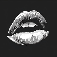 Red lips illustration on white background with lipstick and smile elements