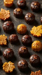 Autumn-themed chocolate pralines