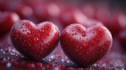 Fototapeta premium Vibrant Red Background Featuring Bold Oversized Hearts Perfect for Celebrating Love and Romance in Various Creative Projects