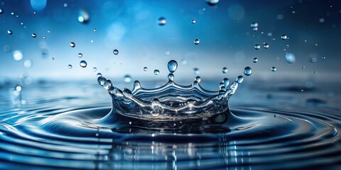 Water splashing with small droplets falling from sky, low angle view