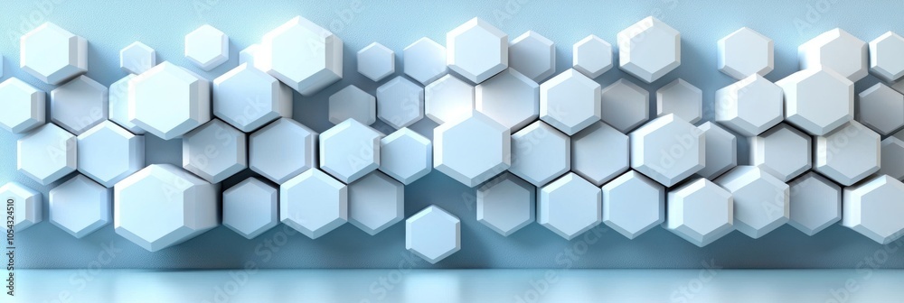 Poster abstract hexagon pattern wall with blue background