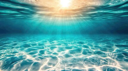 A serene underwater scene with shimmering water and sunlight penetrating the surface, creating a tranquil and soothing atmosphere.