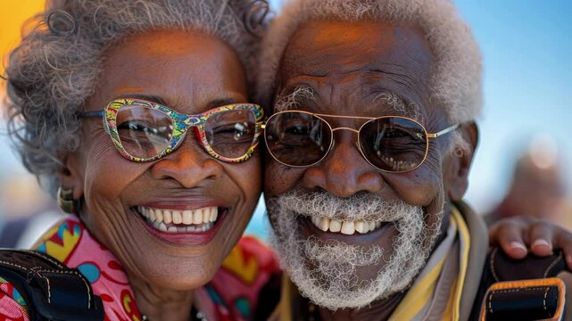 Senior couple in goggles enjoying parasailing over the ocean.