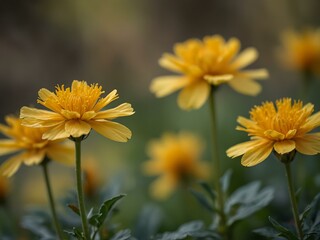 Obraz premium Close-up of yellow flowers with a soft-focus background.