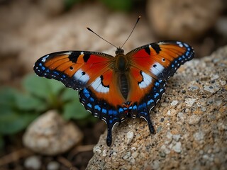 Fototapeta premium Colorful butterfly resting gracefully.