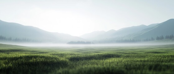 Obraz premium A vast, open field with a foggy, misty atmosphere