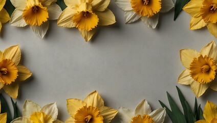 Obraz premium Daffodil flower border on white