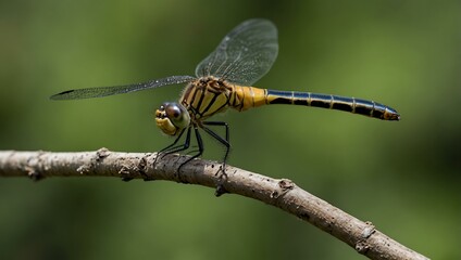 Dragonfly perched on a branch