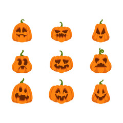 set of jack o lantern vector elements