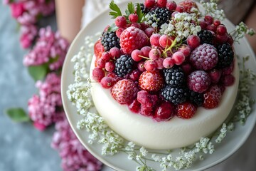 Decadent panna cotta with berry compote