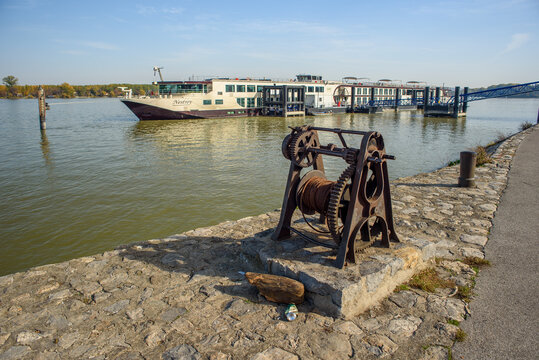 Zemun quay waterfront on Danube river in Serbian capital Belgrade