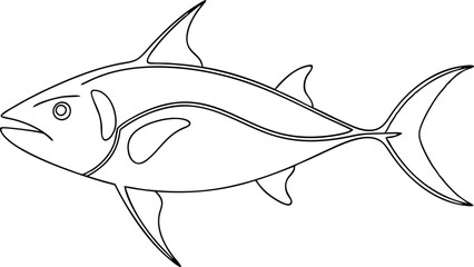Obraz premium One-Line Tuna Drawing Clean and Simple Fish Art