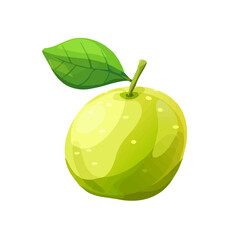 Simple flat 2D icon green apple fruit isolated on a white background, vector, flat design, animation design, vector, flat design, animation design, simple flat 2D icon, minimalist and modern design