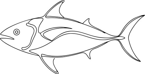 Fototapeta premium One-Line Tuna Drawing Clean and Simple Fish Art
