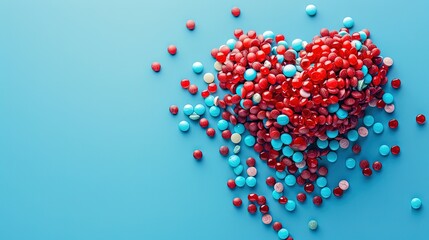 Multiple antidiabetic drugs heart shaped, diabetes day concept banner, Generative Ai 