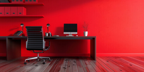 Stylish Desk Setup with Computer and Chair