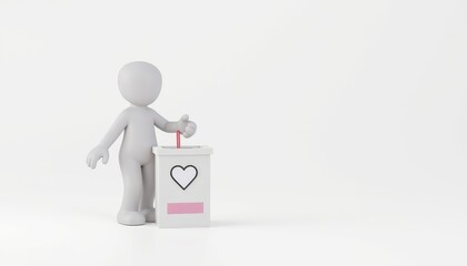 3D White Stick Figure Encouraging Charity with Copy Space