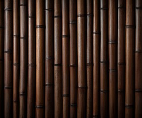Naklejka premium Close-up view of a bamboo fence highlighting its natural texture and color