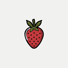 Simple flat 2D icon strawberry isolated on gray background, vector, flat design, animation design, vector, flat design, animation design, simple flat 2D icon, minimalist design, clipart