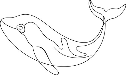 Stylish Single Line Drawing of a Whale Unique Vector Artwork