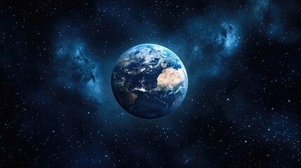 Fototapeta premium The depiction features a highly detailed Earth, suspended in space, with tranquil ocean waves and ominous storm clouds enhancing the atmosphere