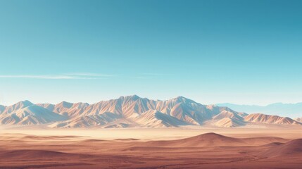 Naklejka premium Desert landscape, vast sands and distant mountains