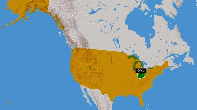 The State Of Ohio.Political map of United States.Ohio map.