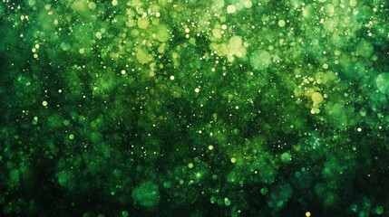 A vibrant green abstract background with blurred bokeh effects, creating a dreamy atmosphere.