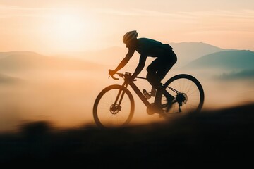 Obraz premium Dynamic shot of a cyclist in a mountain race, Sports, Endurance