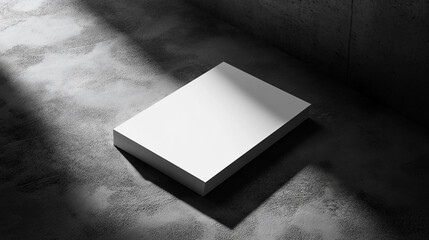 Blank Paper Mockup on Concrete Background with Light and Shadow