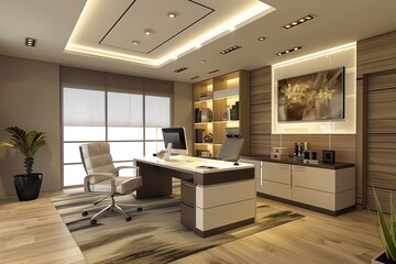 office interior in beige tones